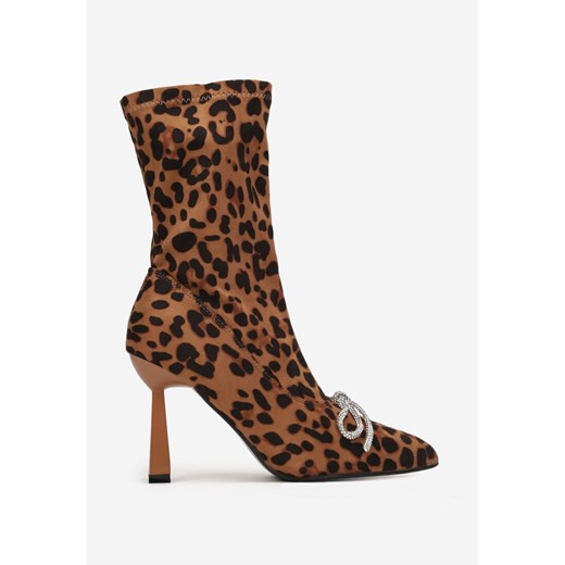 Botki Born2be w zwierzęce wzory na szpilce 
