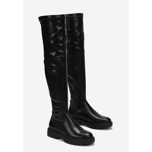 Born2be kozaki damskie na zamek płaskie za kolano casualowe