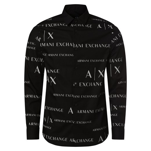 Armani Exchange Koszula męska Mężczyźni Regular Fit Bawełna czarny wzorzysty ze sklepu vangraaf w kategorii Koszule męskie - zdjęcie 161582370
