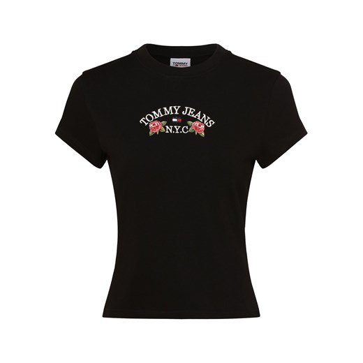 Tommy Jeans T-shirt damski Kobiety Bawełna czarny jednolity ze sklepu vangraaf w kategorii Bluzki damskie - zdjęcie 161582392