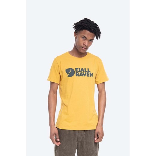 Fjallraven t-shirt bawełniany Fjallraven Logo kolor żółty z nadrukiem F87310-160 ze sklepu ANSWEAR.com w kategorii T-shirty męskie - zdjęcie 161583321