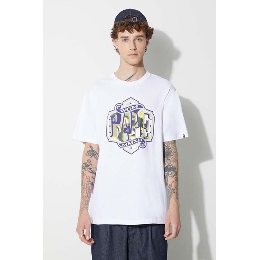 A Bathing Ape t-shirt bawełniany kolor biały z nadrukiem ze sklepu PRM w kategorii T-shirty męskie - zdjęcie 161585401