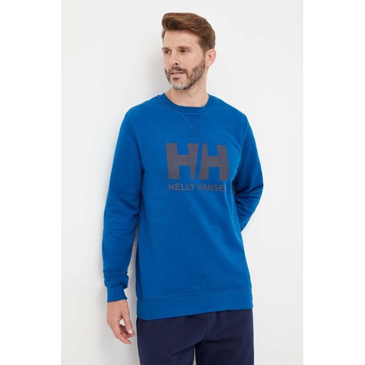 Helly Hansen bluza bawełniana męska kolor niebieski z nadrukiem 34000-597 ze sklepu ANSWEAR.com w kategorii Bluzy męskie - zdjęcie 161606913
