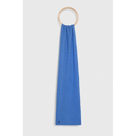 Polo Ralph Lauren szalik wełniany kolor niebieski gładki ze sklepu ANSWEAR.com w kategorii Szaliki i chusty damskie - zdjęcie 161607770