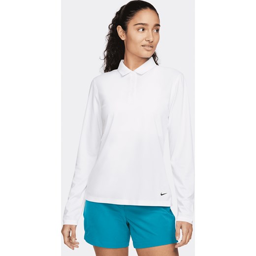 Damska koszulka polo do golfa z długim rękawem Nike Dri-FIT Victory - Biel ze sklepu Nike poland w kategorii Bluzki damskie - zdjęcie 161609844