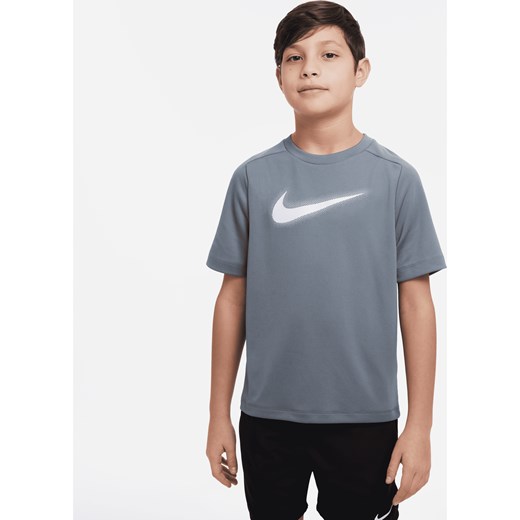 Koszulka treningowa z nadrukiem dla dużych dzieci (chłopców) Nike Dri-FIT Multi - Szary ze sklepu Nike poland w kategorii T-shirty chłopięce - zdjęcie 161610200