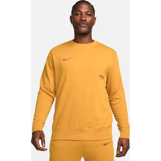 Męska piłkarska bluza dresowa z dzianiny z półokrągłym dekoltem Nike Paris Saint-Germain Club - Żółty ze sklepu Nike poland w kategorii Bluzy męskie - zdjęcie 161610271