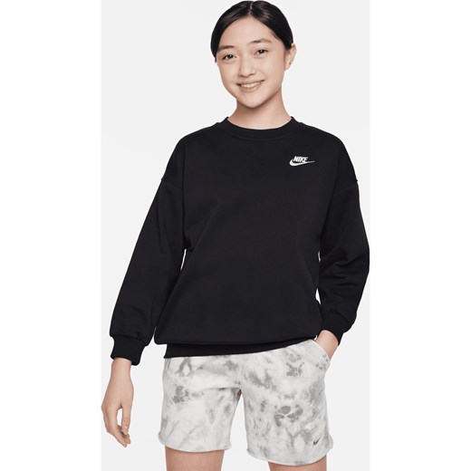 Bluza dresowa dla dużych dzieci (dziewcząt) o kroju oversize Nike Sportswear Club Fleece - Czerń ze sklepu Nike poland w kategorii Bluzy dziewczęce - zdjęcie 161610332