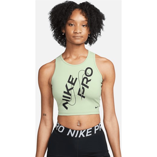 Damska koszulka o skróconym kroju bez rękawów Nike Pro Dri-FIT - Zieleń ze sklepu Nike poland w kategorii Bluzki damskie - zdjęcie 161610451