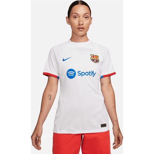 Damska koszulka piłkarska Nike Dri-FIT FC Barcelona Stadium 2023/24 (wersja wyjazdowa) - Biel ze sklepu Nike poland w kategorii Bluzki damskie - zdjęcie 161610593