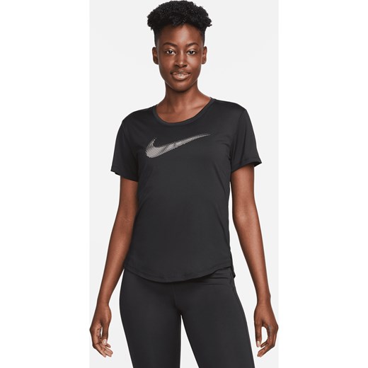 Damska koszulka z krótkim rękawem do biegania Nike Dri-FIT Swoosh - Czerń ze sklepu Nike poland w kategorii Bluzki damskie - zdjęcie 161610594