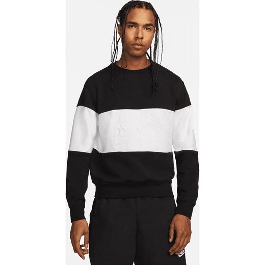 Męska bluza z dzianiny dresowej w kontrastowych kolorach Nike Club - Czerń Nike 2XL wyprzedaż Nike poland