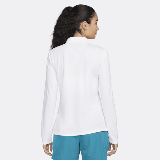 Bluzka damska Nike biała z kołnierzykiem z długim rękawem 