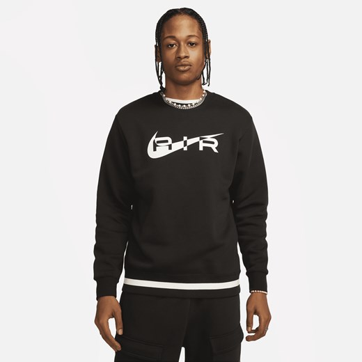 Męska bluza dresowa z dzianiny z półokrągłym dekoltem Nike Air - Czerń Nike L okazyjna cena Nike poland