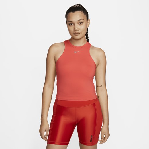 Damska krótka koszulka bez rękawów Nike Dri-FIT One Luxe - Czerwony Nike L (EU 44-46) Nike poland