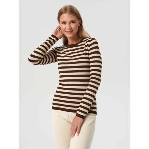 Sinsay - Sweter w paski - brązowy ze sklepu Sinsay w kategorii Swetry damskie - zdjęcie 161634103