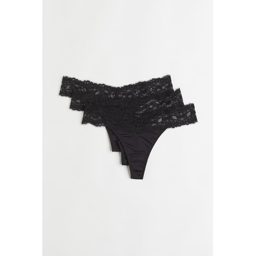 H & M - Figi thong 3-pak - Czarny H & M M H&M