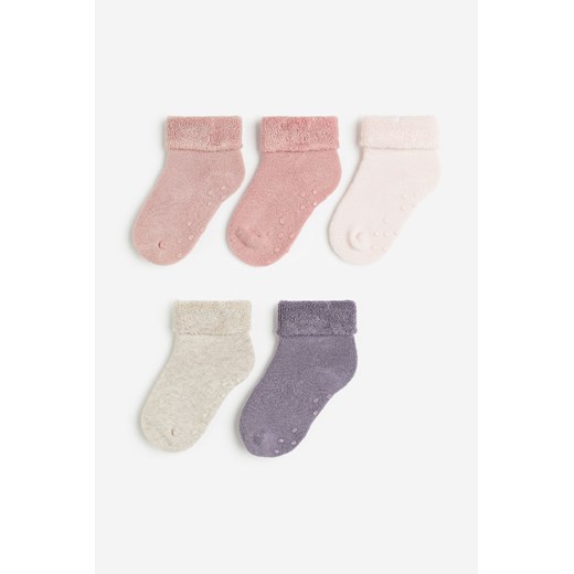 H & M - Skarpety frotte antyposlizgowe 5-pak - Różowy H & M 19/21 H&M