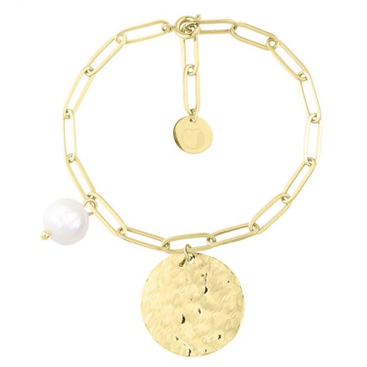 Złocona bransoletka łańcuchowa z zawieszką i perełkami glamour ze sklepu manoki.pl w kategorii Bransoletki - zdjęcie 161646930