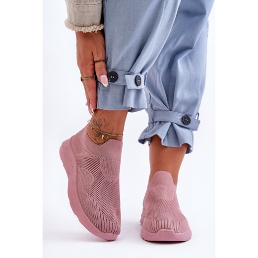 Buty sportowe damskie różowe bez zapięcia z tworzywa sztucznego 