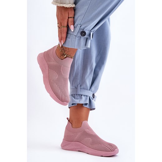 Buty sportowe damskie różowe z tworzywa sztucznego bez zapięcia 