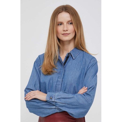 Dkny bluzka jeansowa damska kolor niebieski gładka ze sklepu ANSWEAR.com w kategorii Koszule damskie - zdjęcie 161654823