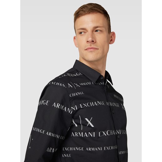 Koszula casualowa o kroju regular fit z nadrukiem z logo na całej powierzchni Armani Exchange S Peek&Cloppenburg  wyprzedaż