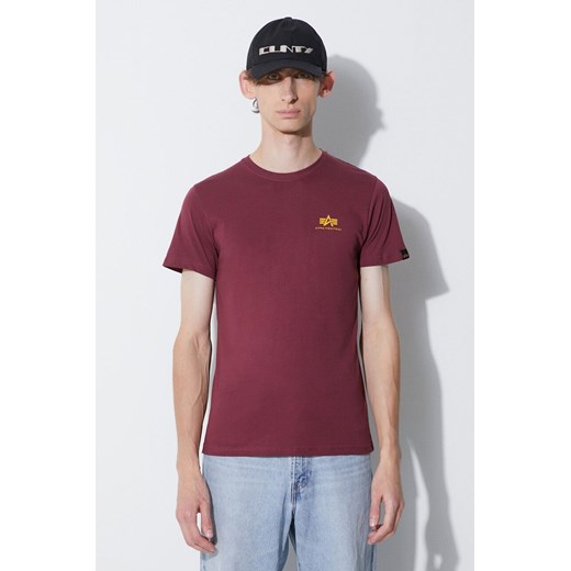 Alpha Industries t-shirt bawełniany kolor bordowy z nadrukiem 188505.184-Burgundy ze sklepu PRM w kategorii T-shirty męskie - zdjęcie 161674151