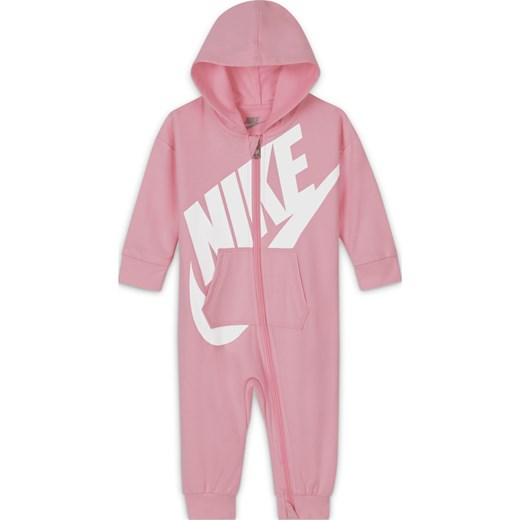Pajacyk z zamkiem na całej długości dla niemowląt Nike (0–12 M) - Różowy ze sklepu Nike poland w kategorii Pajacyki - zdjęcie 161674192