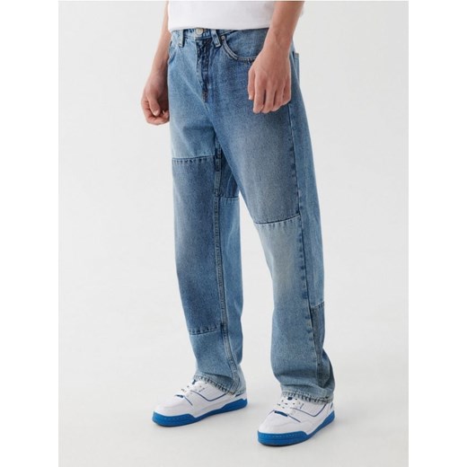Cropp - Patchworkowe jeansy - niebieski Cropp 36/34 wyprzedaż Cropp