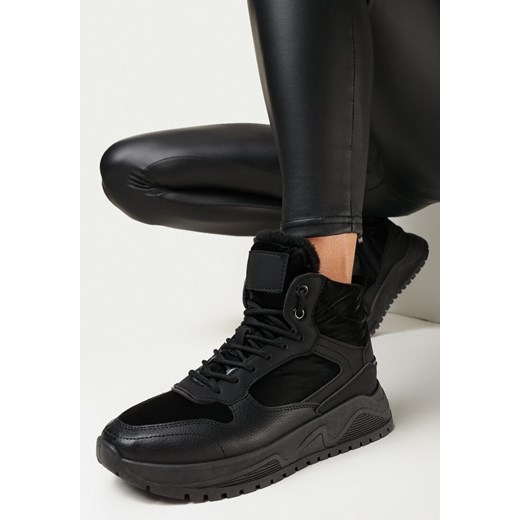 Czarne Sneakersy za Kostkę Ocieplone Shamoun ze sklepu born2be.pl w kategorii Buty sportowe damskie - zdjęcie 161680932