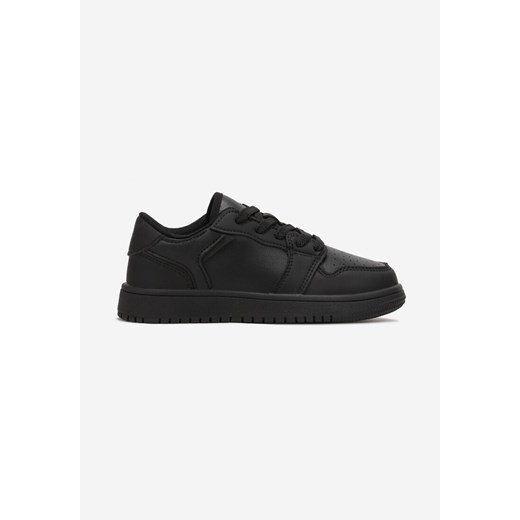 Czarne Sznurowane Buty Sportowe na Płaskiej Podeszwie Dodatkowo Zapinane na Rzep Babes ze sklepu born2be.pl w kategorii Buty sportowe dziecięce - zdjęcie 161681031