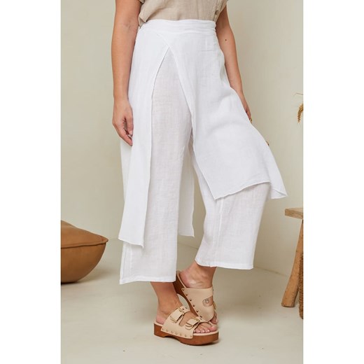Curvy Lady Lniane spodnie w kolorze białym Curvy Lady 40/42 wyprzedaż Limango Polska
