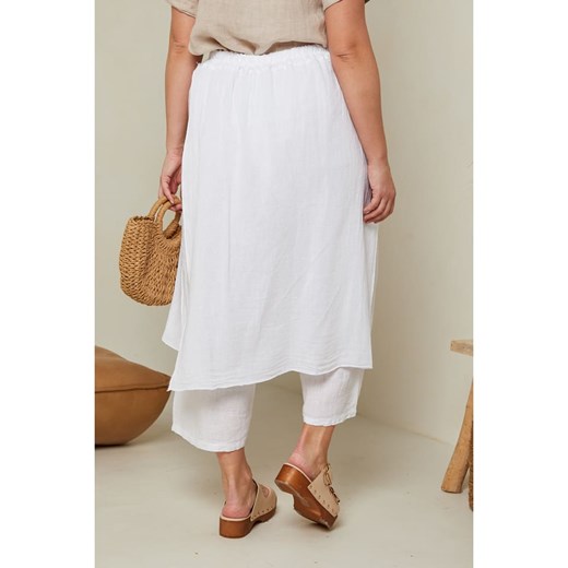 Curvy Lady Lniane spodnie w kolorze białym Curvy Lady 40/42 okazja Limango Polska