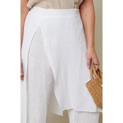 Curvy Lady Lniane spodnie w kolorze białym Curvy Lady 48/50 okazja Limango Polska