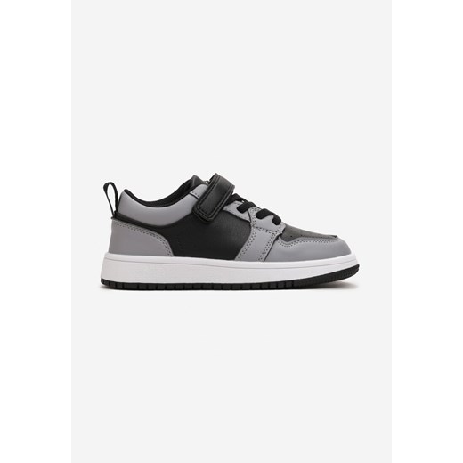 Czarno-Szare Płaskie Buty Sportowe Zapinane na Rzep i Sznurowane Haelia ze sklepu born2be.pl w kategorii Buty sportowe dziecięce - zdjęcie 161694954