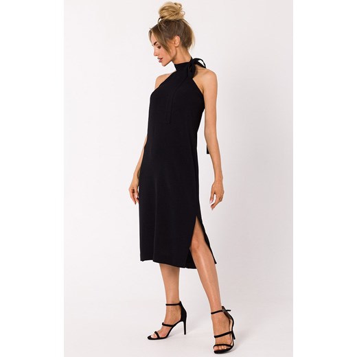 Sukienka z wiązaniem na szyi w kolorze czarnym M736, Kolor czarny, Rozmiar L, MOE ze sklepu Primodo w kategorii Sukienki - zdjęcie 161703152