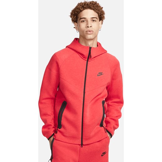 Męska bluza z kapturem i zamkiem na całej długości Nike Sportswear Tech Fleece Windrunner - Czerwony ze sklepu Nike poland w kategorii Bluzy męskie - zdjęcie 161708482