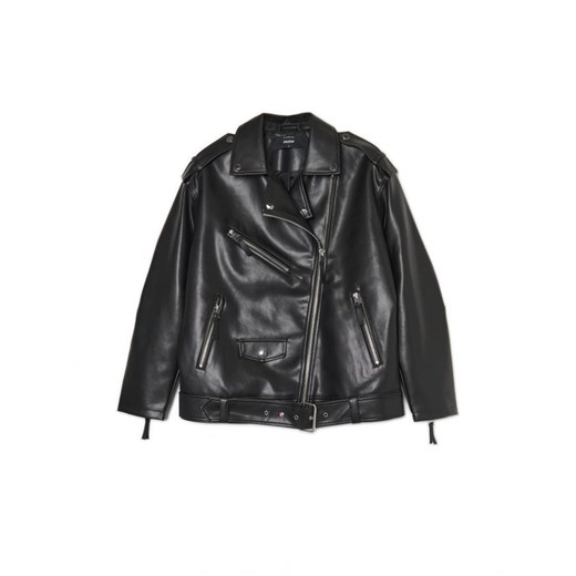 Cropp - Czarna kurtka oversize z imitacji skóry - czarny ze sklepu Cropp w kategorii Kurtki damskie - zdjęcie 161765634
