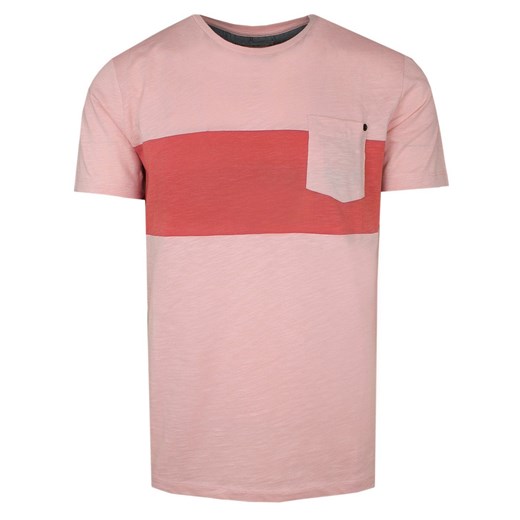 T-Shirt Różowy w Pasy, z Kieszonką, Męski, Koszulka, Krótki Rękaw, U-neck TSKOWPORT3108PASYroz ze sklepu JegoSzafa.pl w kategorii T-shirty męskie - zdjęcie 161769231