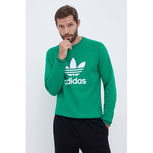 adidas Originals bluza bawełniana męska kolor zielony z nadrukiem ze sklepu ANSWEAR.com w kategorii Bluzy męskie - zdjęcie 161771491