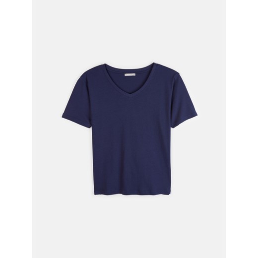 GATE T-shirt basic z bawełny z dekoltem w szpic 34 ze sklepu gateshop w kategorii Bluzki damskie - zdjęcie 161788034