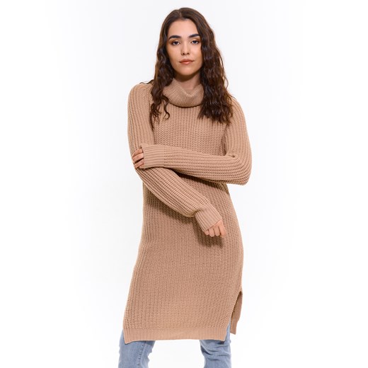 Sweter damski Gate beżowy z golfem 