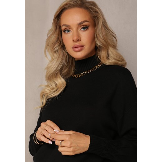 Czarny Dzianinowy Komplet 2-częściowy ze Swetrem i Spódnicą Nadiae Renee M promocja Renee odzież