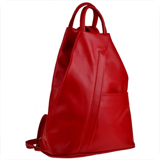Zgrabny plecak skórzany czerwony lekki ze sklepu melon.pl w kategorii Plecaki - zdjęcie 161846064