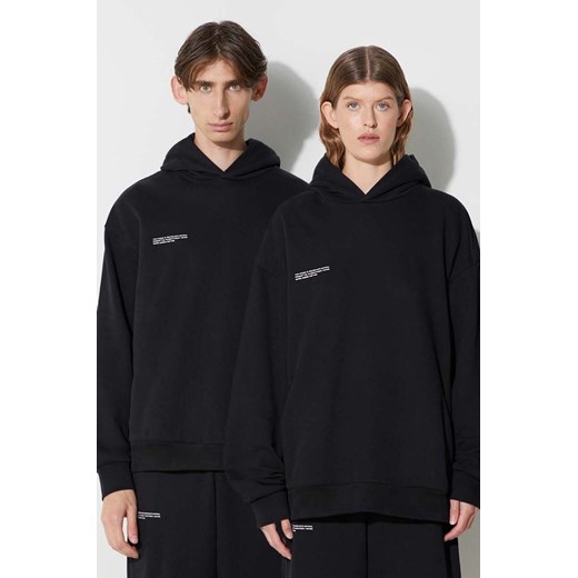 Pangaia bluza bawełniana kolor czarny z kapturem z nadrukiem ze sklepu PRM w kategorii Bluzy damskie - zdjęcie 161847250