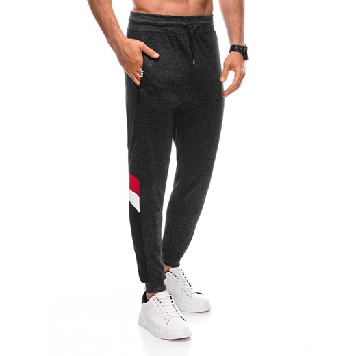 Spodnie męskie dresowe 1392P - grafitowe ze sklepu Edoti w kategorii Spodnie męskie - zdjęcie 161849261