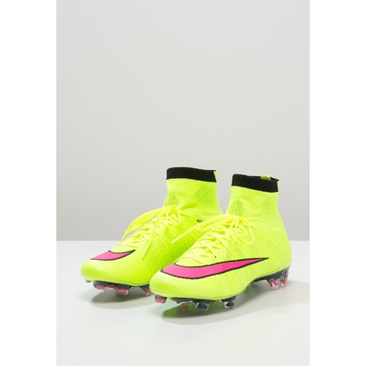 Nike Performance MERCURIAL SUPERFLY FG Korki Lanki volt/hyper pink/black zalando zielony sznurowane