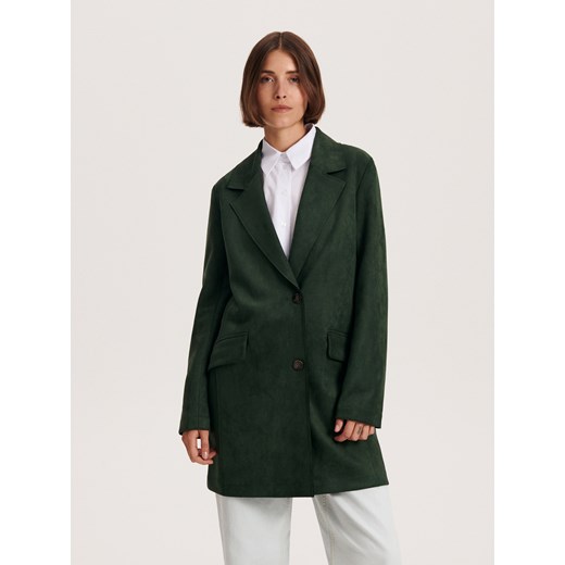Reserved - Jednorzędowy płaszcz - Zielony Reserved L Reserved