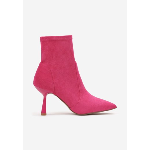 Botki Born2be zamszowe eleganckie na zamek na szpilce 